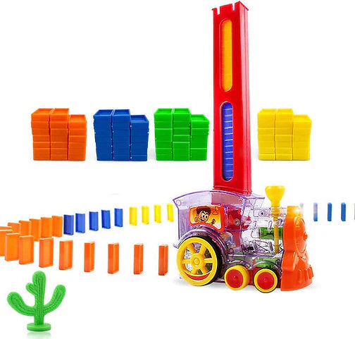 Domino Train with Building and Stacking Blocks Set