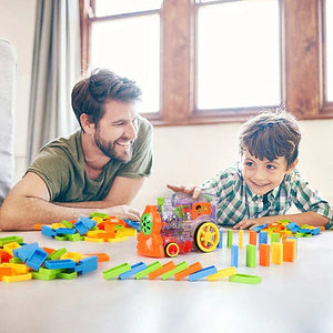 Domino Train with Building and Stacking Blocks Set