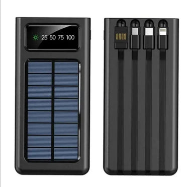 10000mAh Solar Power Bank Portable Fast Charger External Battery with in Built 4 Charging Power Cable