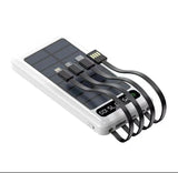 10000mAh Solar Power Bank Portable Fast Charger External Battery with in Built 4 Charging Power Cable