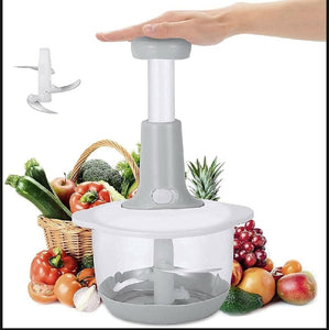 2 LITERS (2000ML) Manual Speedy Hand Press Food Chopper-Care Bliss BPA Free Stainless Steel Blade Onion Chopper for Vegetables Fruits Nuts and More-Egg Whisk-Salad Spinner